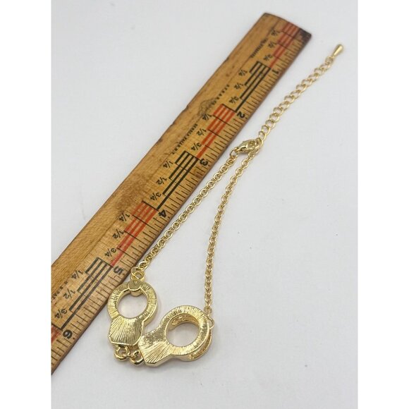 Rhinestone handcuff gold tone anklet - Picture 3 of 3